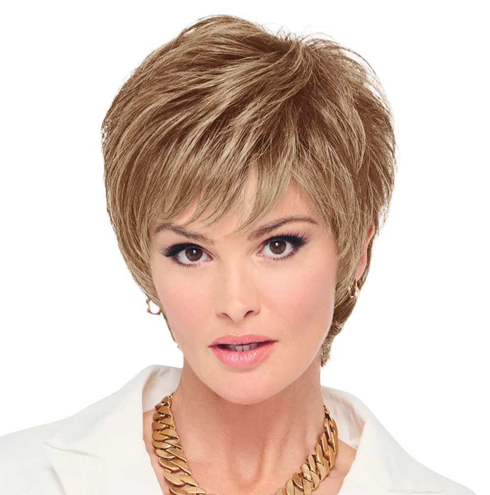 Hair u wear Raquel Welch Fierce And Focused peluca corta Bob anudada a mano, RL10/22SS Iced Cappuccino, casquete talla estándar