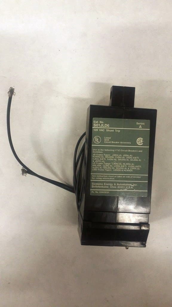 Siemens S01JLD6 breaker con shunt trip 120VAC