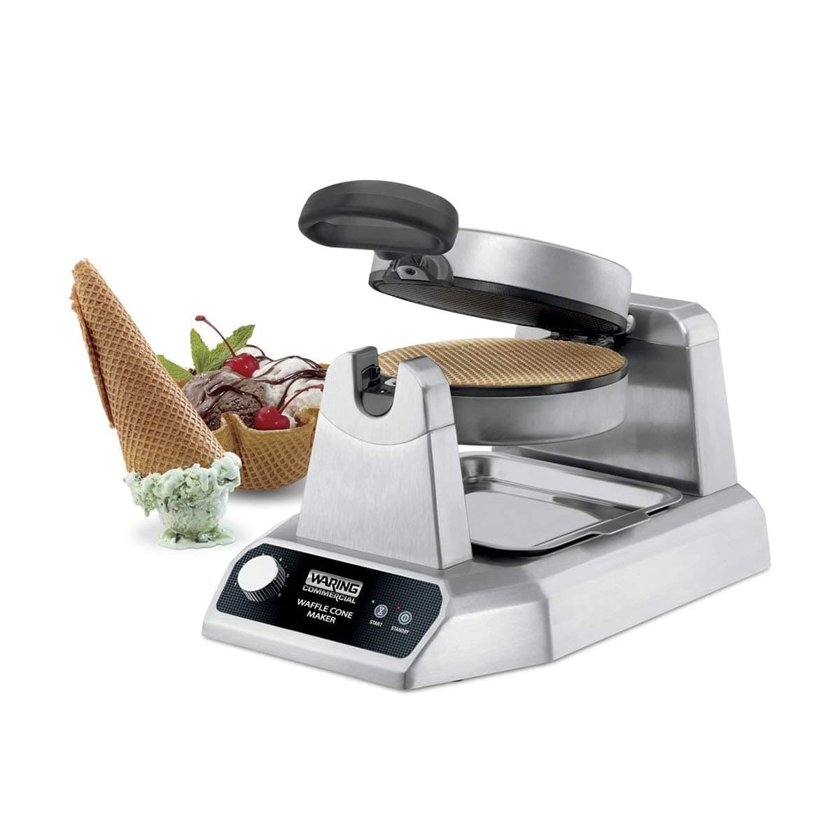 Waring WWCM180 máquina para conos de waffle, carcasa de fundición, 120V 1200W