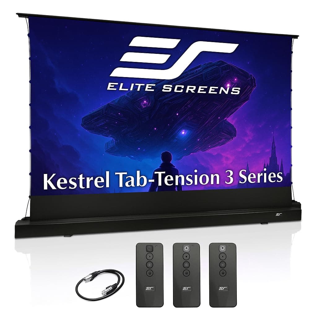 EliteProjector Kestrel Tab-Tension 122" CineWhite Motorized Floor-Rising FTE122H3-EP