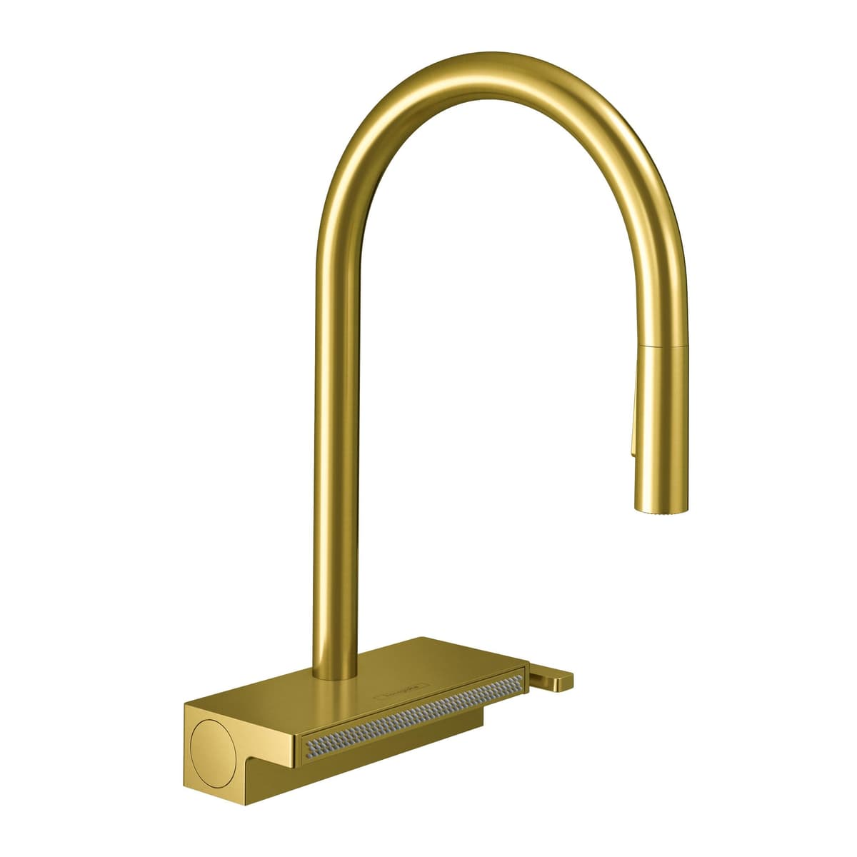 hansgrohe Aquno Select Gold Grifo de Cocina de Alto Arco con Rociador Extraíble y Anclaje Magnético 73837251