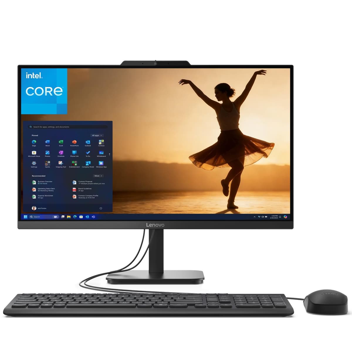 Computadora de Escritorio All-in-One Lenovo 24, 16 GB RAM DDR4, SSD PCIe 1 TB, Procesador Intel, 23.8" FHD (1920x1080) IPS Antirreflejo, Teclado y Mouse USB, Wi-Fi 6, Windows 11, Carbón V100