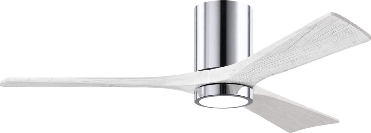 Matthews IR3HLK-CR-MWH-52 Irene 52" ventilador de techo con luz, control remoto y control mural, motor DC silencioso, 3 aspas de madera, Polished Chrome con Matte White