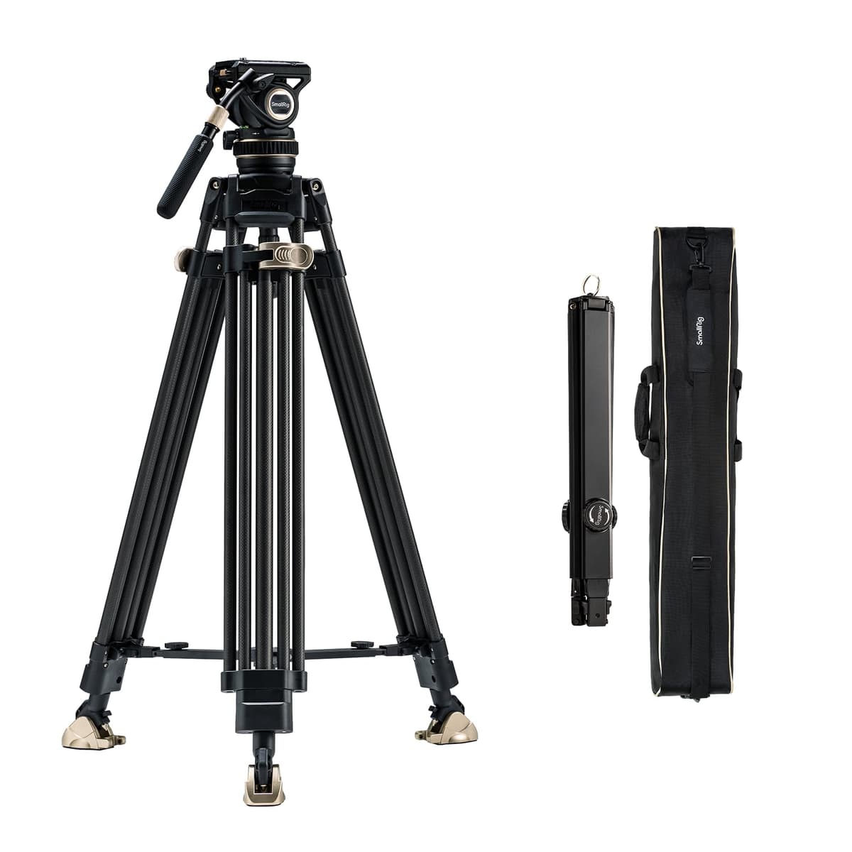 SmallRig AD-100 FreeBlazer Sistema de Trípode de Fibra de Carbono Resistente, Trípode de Video de 77" con Sistema de Bloqueo de Un Paso, Cabezal Fluido 360° y Placa de Liberación Rápida de Doble Modo, Carga Máx. 10 kg para Cámara -4953 4953-CF-FBA-US