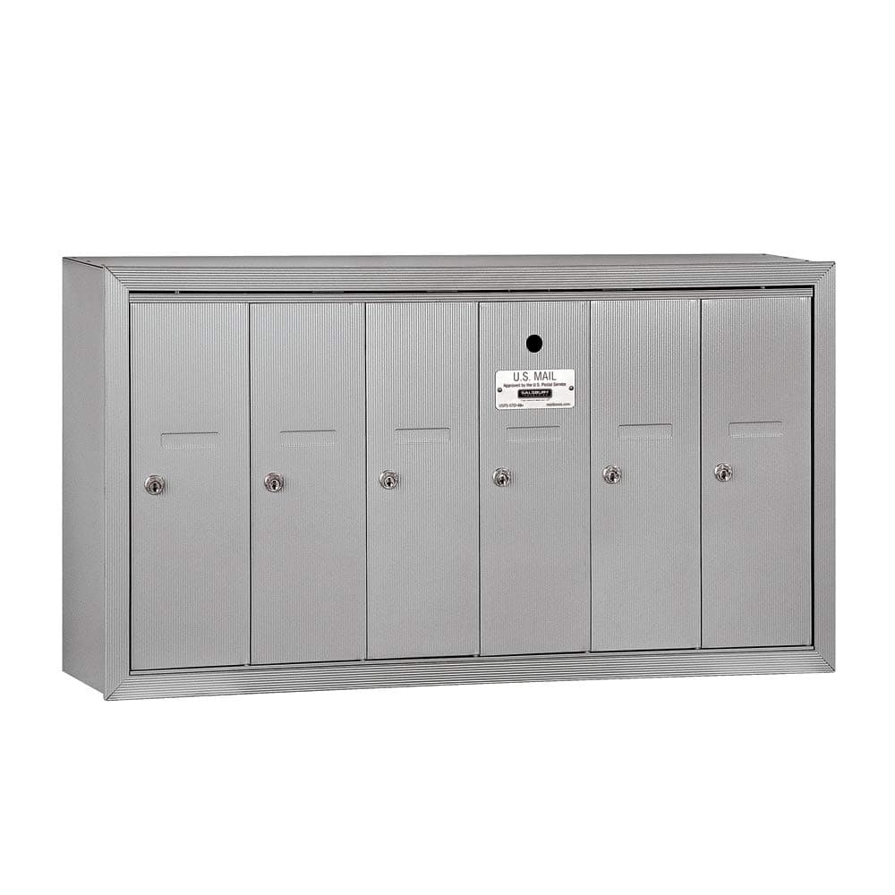 Salsbury 3506ASU Buzón vertical superficial de 6 puertas con acceso USPS, aluminio