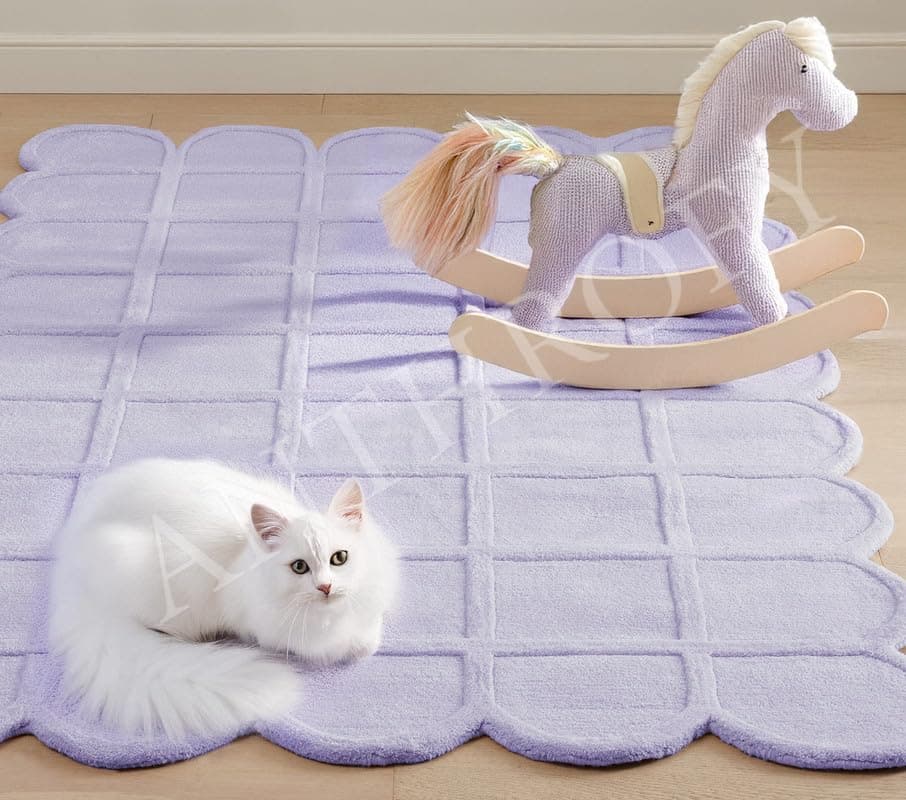 Anthrofy Selena Scallop Alfombra - 8' R - Lana Hecha a Mano - Morado - Antideslizante AY-SCALLOPPURPLE-8'R