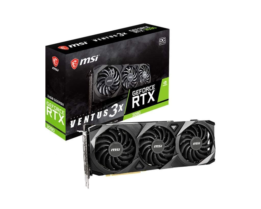 MSI GeForce RTX 3090 VENTUS 3X 24G OC (Renewed) - 24GB GDDR6X, HDMI 2.1,3x DisplayPort 3090 VEN 3X 24G OC-cr