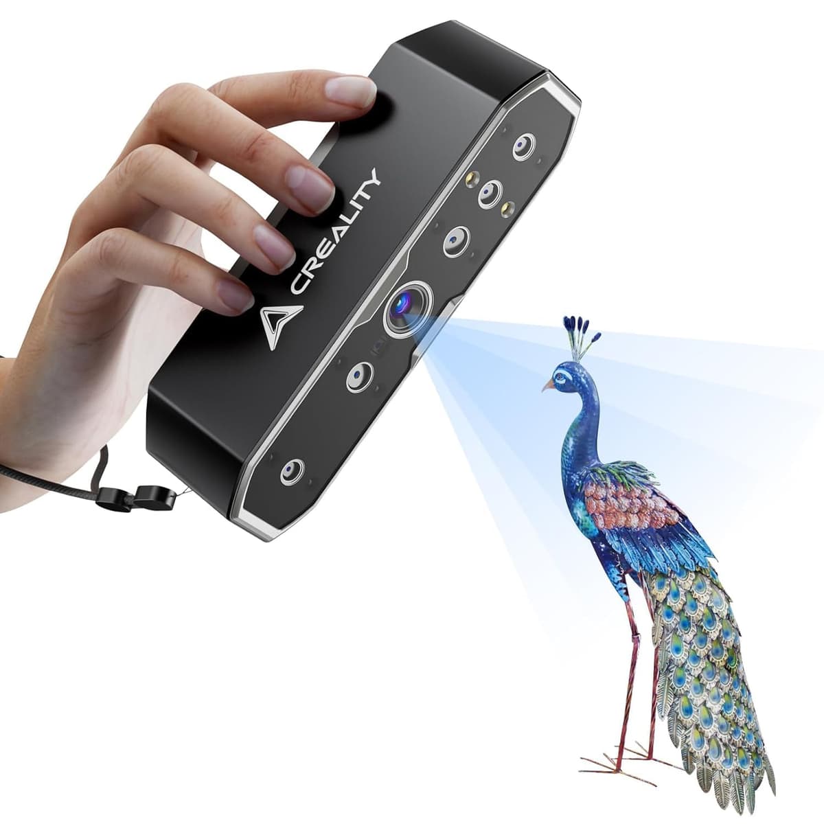 Escáner 3D Creality CR-Scan Otter para Impresión 3D, Escáner 3D Portátil para Impresora con Visión Estéreo de 4 Lentes Rango 10-2000 mm, Seguimiento Anti-Vibración Color Completo de 24 Bits para iOS Mac Windows Android 4008050049