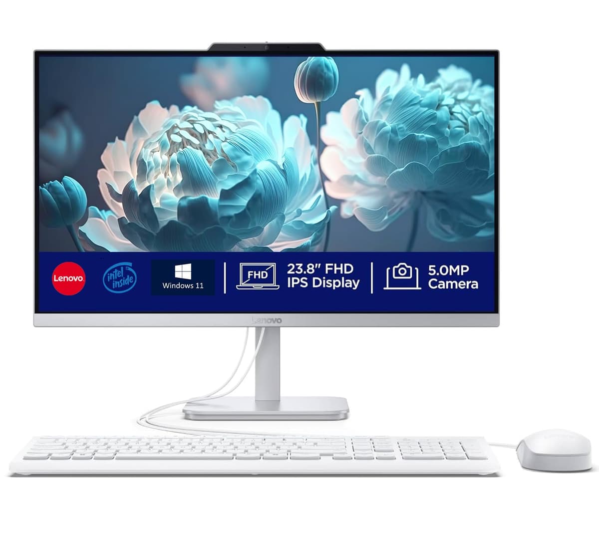 Computadora Todo-en-Uno Lenovo 24 Pulgadas FHD para Oficina en Casa, Procesador Intel N100 Quad-Core, 32GB RAM DDR4, SSD PCIe 2TB, WiFi 6, RJ45, Bluetooth 5.2, Windows 11, Teclado y Mouse A24A100