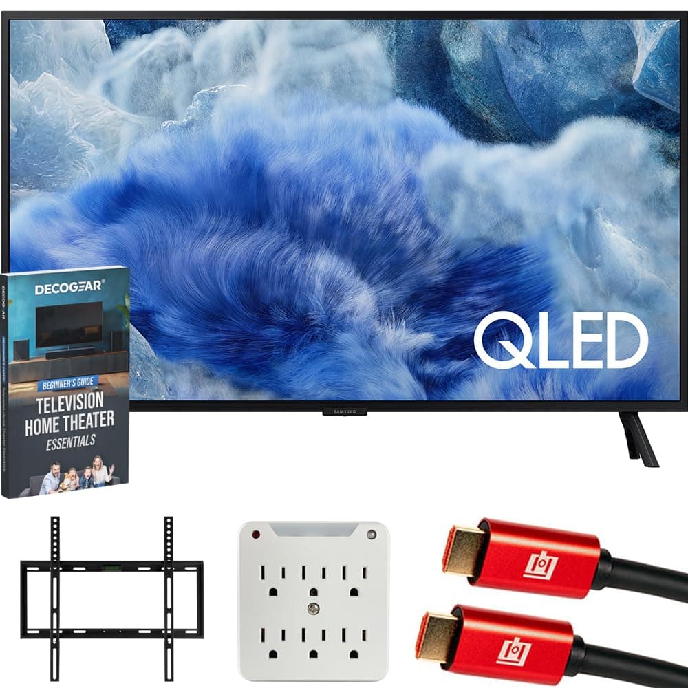Samsung QN32Q8FAAFXZA 32" QLED Q8F 4K Vision AI Smart TV (2025) Paquete con Soporte de Pared para TV 19-45 pulgadas, 2 Cables HDMI 4K, Adaptador Protectores contra Sobretensiones de 6 Tomas y Guía Completa para Principiantes de Cine en Casa de Deco Gear E2SAMQN32Q8F