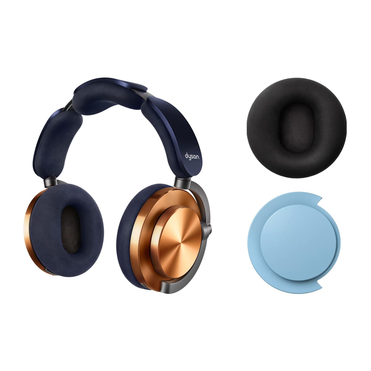 Bundle - Dyson OnTrac Over Ear Wireless Headphones - CNC Copper, Dark Iron cushions + Ceramic Blue caps RM