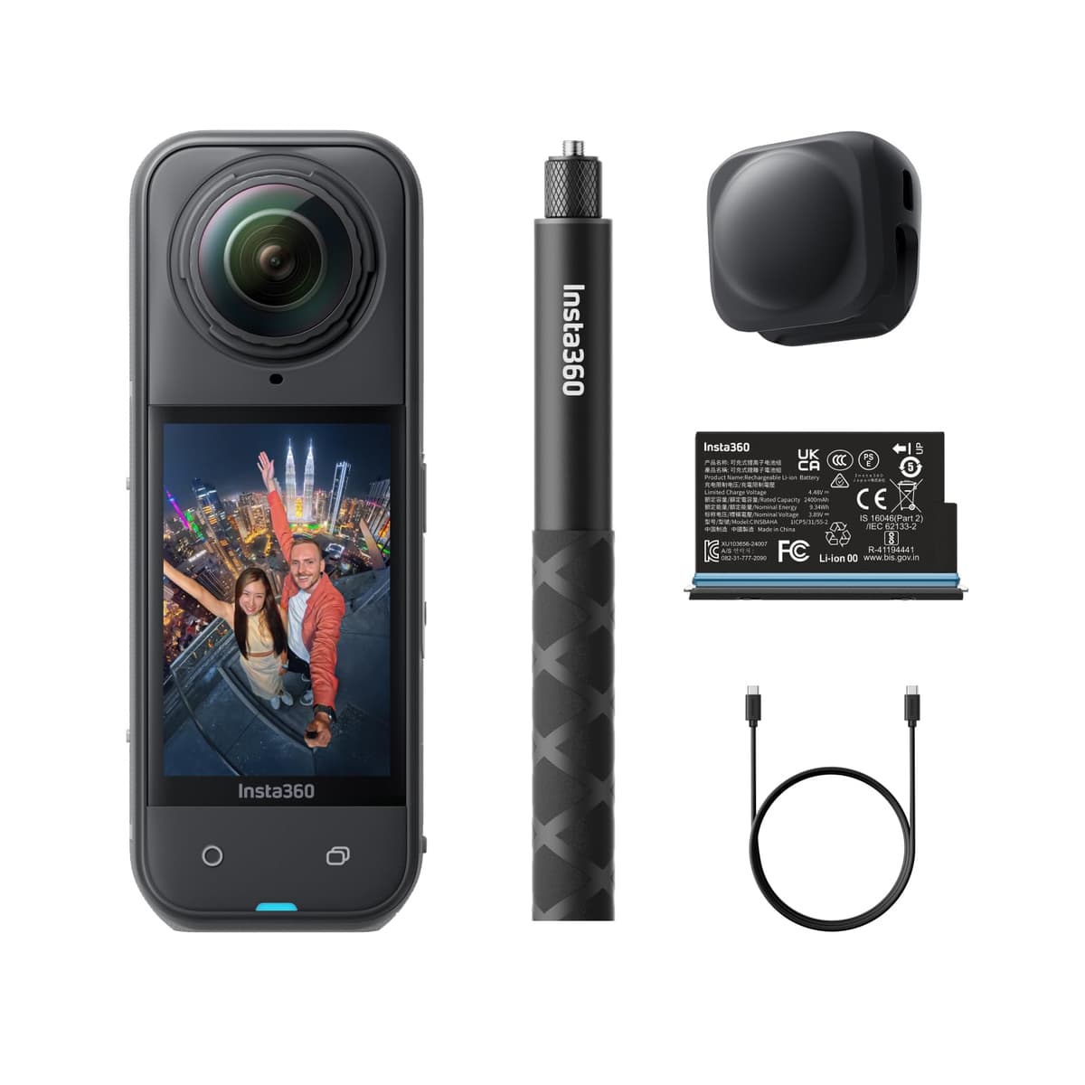 Insta360 X5 Starter Bundle Cámara 360° 8K Waterproof, Bajo Luminosidad, Invisible Selfie Stick