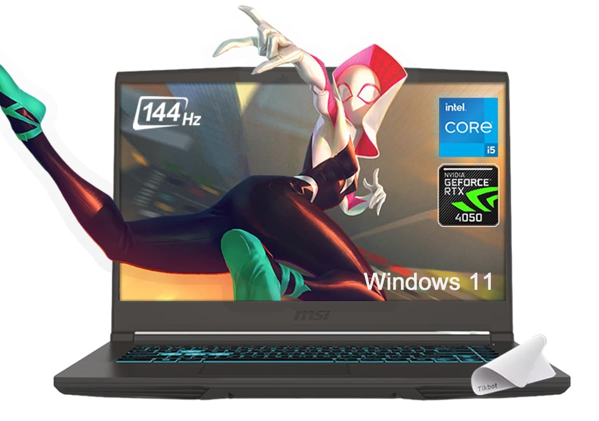 Portátil Gaming MSI Thin 15, 15.6" FHD Bisel Delgado IPS 144Hz, Intel Octa-core i5-13420H (Supera a i7-11800H), GeForce RTX 4050, USB-C, Windows 11, con Mouse Pad (64GB RAM | 2TB PCIe SSD)