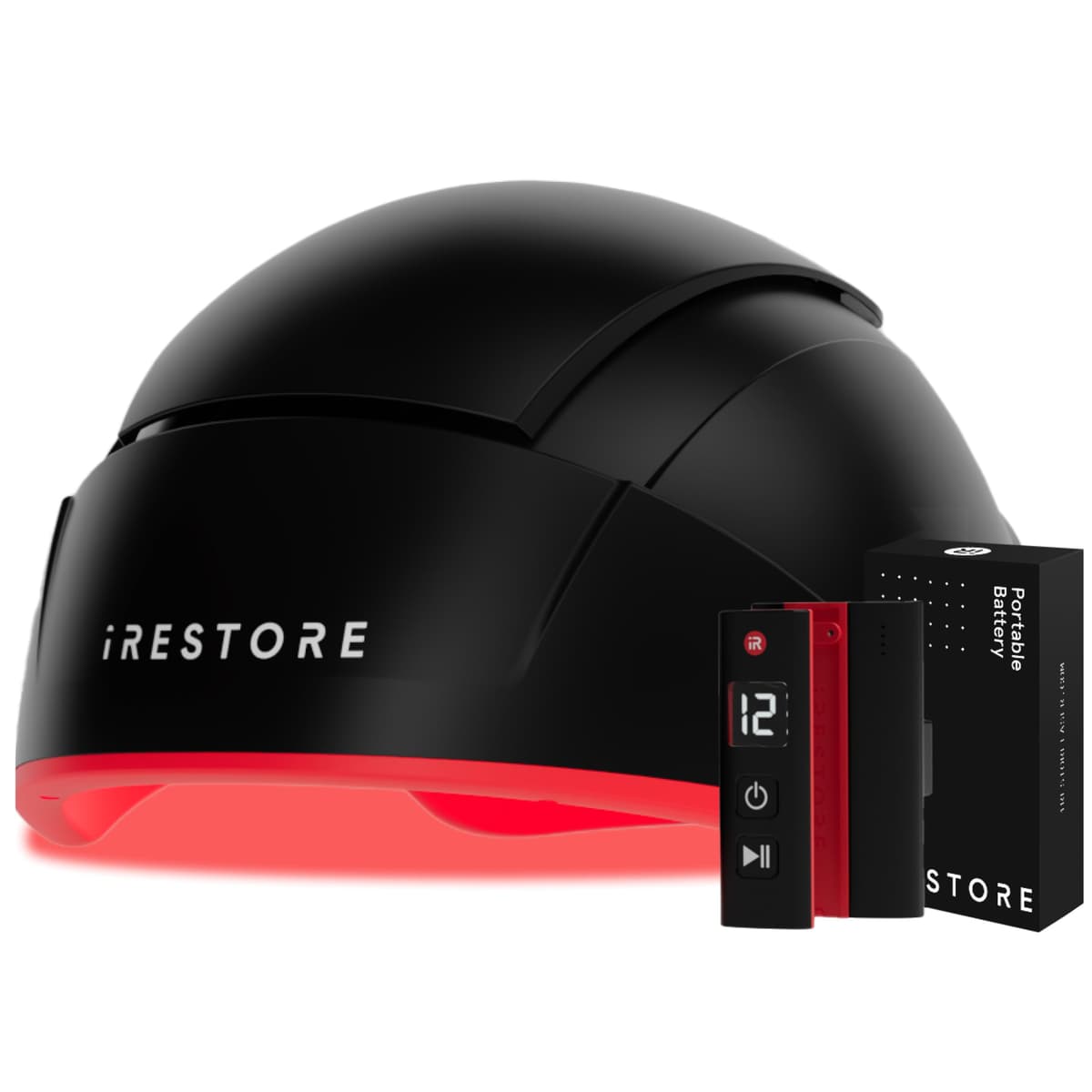 iRestore Elite + Paquete de Batería Recargable - Terapia con Luz Láser Roja para Crecimiento del Cabello - Aprobado por la FDA para Pérdida de Cabello, Tratamiento de Adelgazamiento del Cabello para Hombres y Mujeres - Gorra Láser para Regeneración Capilar - 500 Láseres y LEDS ID-510A