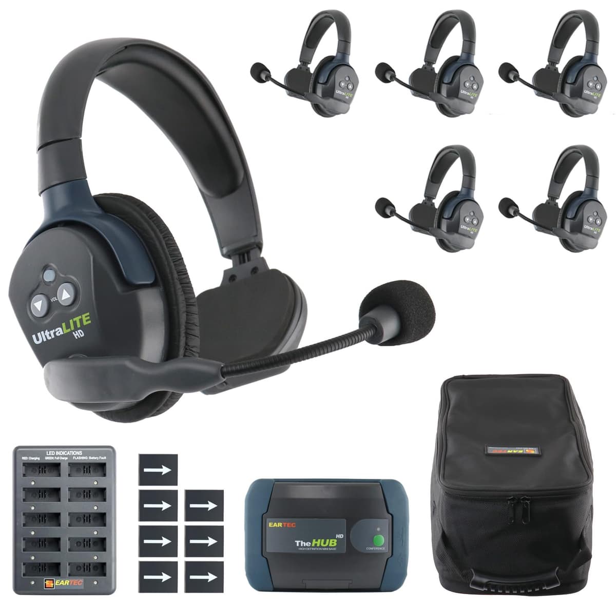 EARTEC HUB6S Sistema de intercomunicador inalámbrico Ultralite-HD para 6 personas