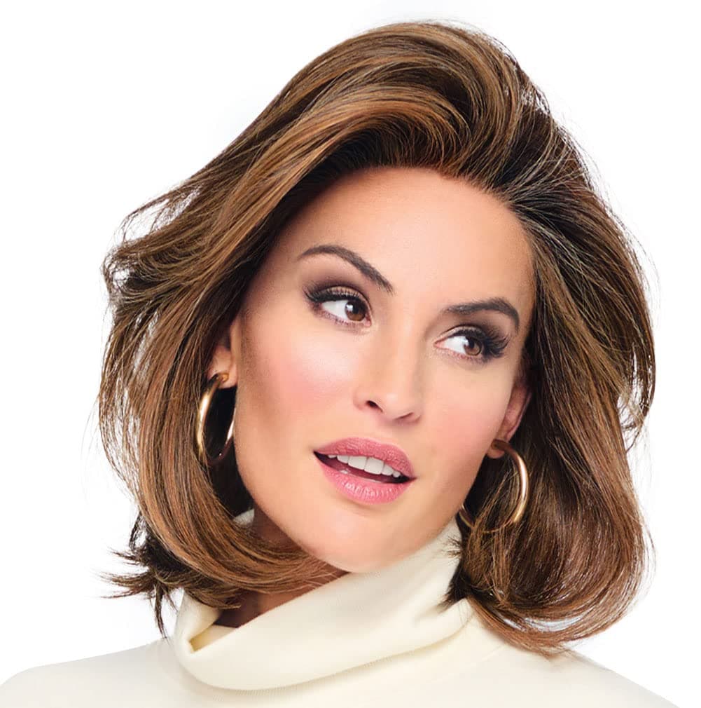 Raquel Welch Flying Solo peluca corte bob a la altura de los hombros, 100% anudada a mano por Hairuwear, casquete Petite-Average, RL29/25 Golden Russet