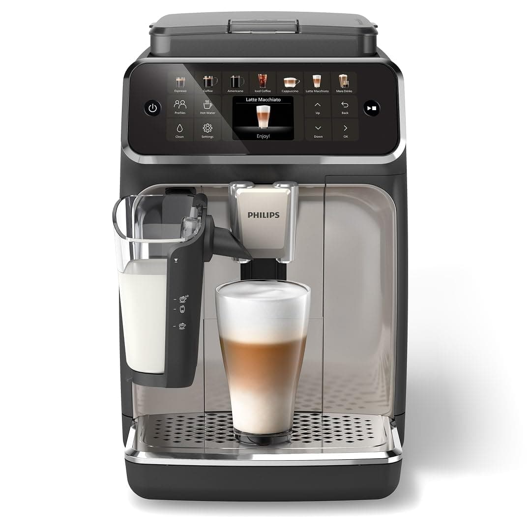 Philips 4400 Serie Fully Automatic Espresso Machine EP4447/90 - LatteGo, Ceramic Grinder, Black Chrome