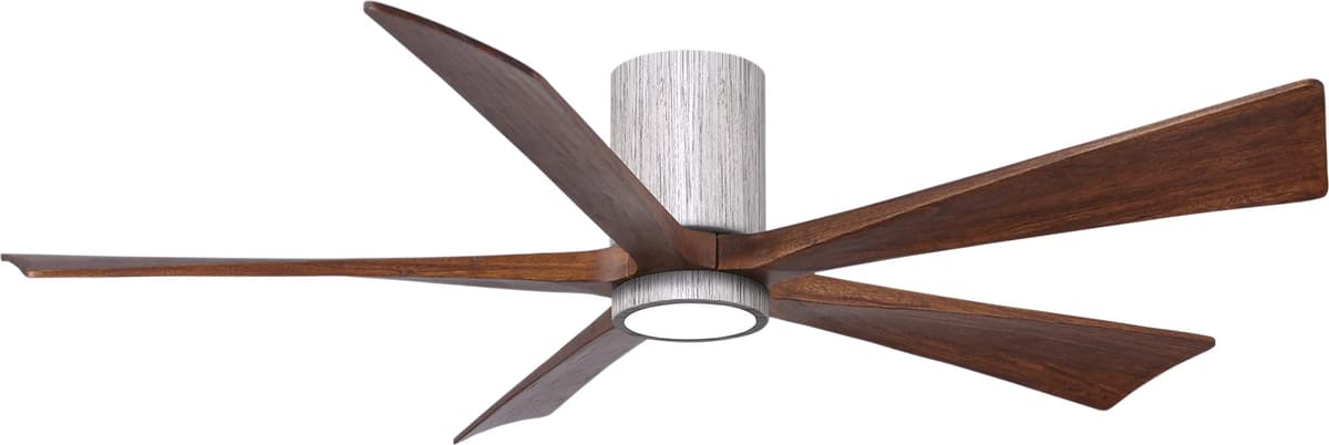 Matthews IR5HLK-BW-WA-60 Irene 60" Ventilador de techo empotrado para zonas húmedas con luz, control remoto y control de pared, motor DC silencioso, 5 paletas de madera maciza, Barn Wood con tono Walnut