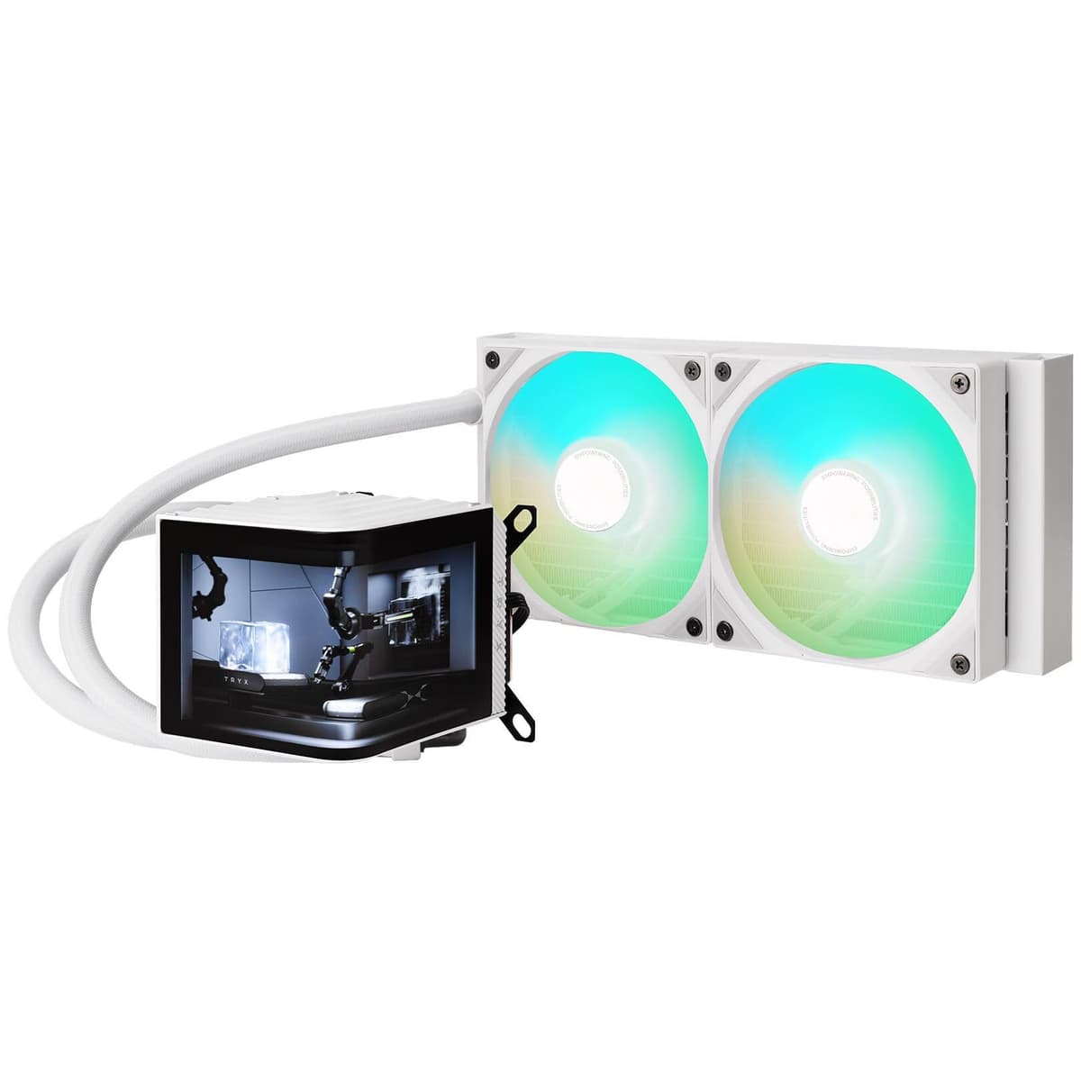 TRYX Panorama 240 ARGB Blanco 240 mm AIO Pantalla Curva AMOLED 6.5'' Efecto 3D Anamórfico Pantalla Personalizable Enfriador AIO 240 mm Asetek 8ª Gen 280 W TDP Ventilador ARGB Intel LGA 1851/1700/1200/115X AMD AM5/AM4 L-P240A-AS2M-G0W