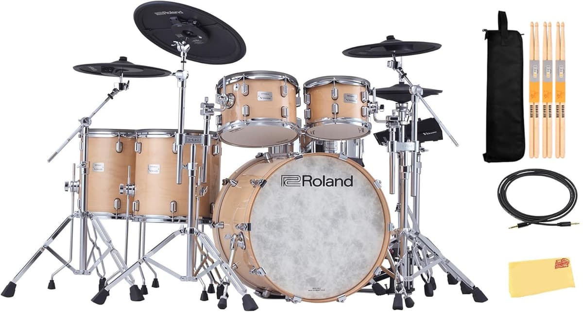 Roland VAD716-GN V-Drums Acoustic Design - Gloss Natural, Bundle con Accesorios AUS-VAD716-GN-COMBO-DLX