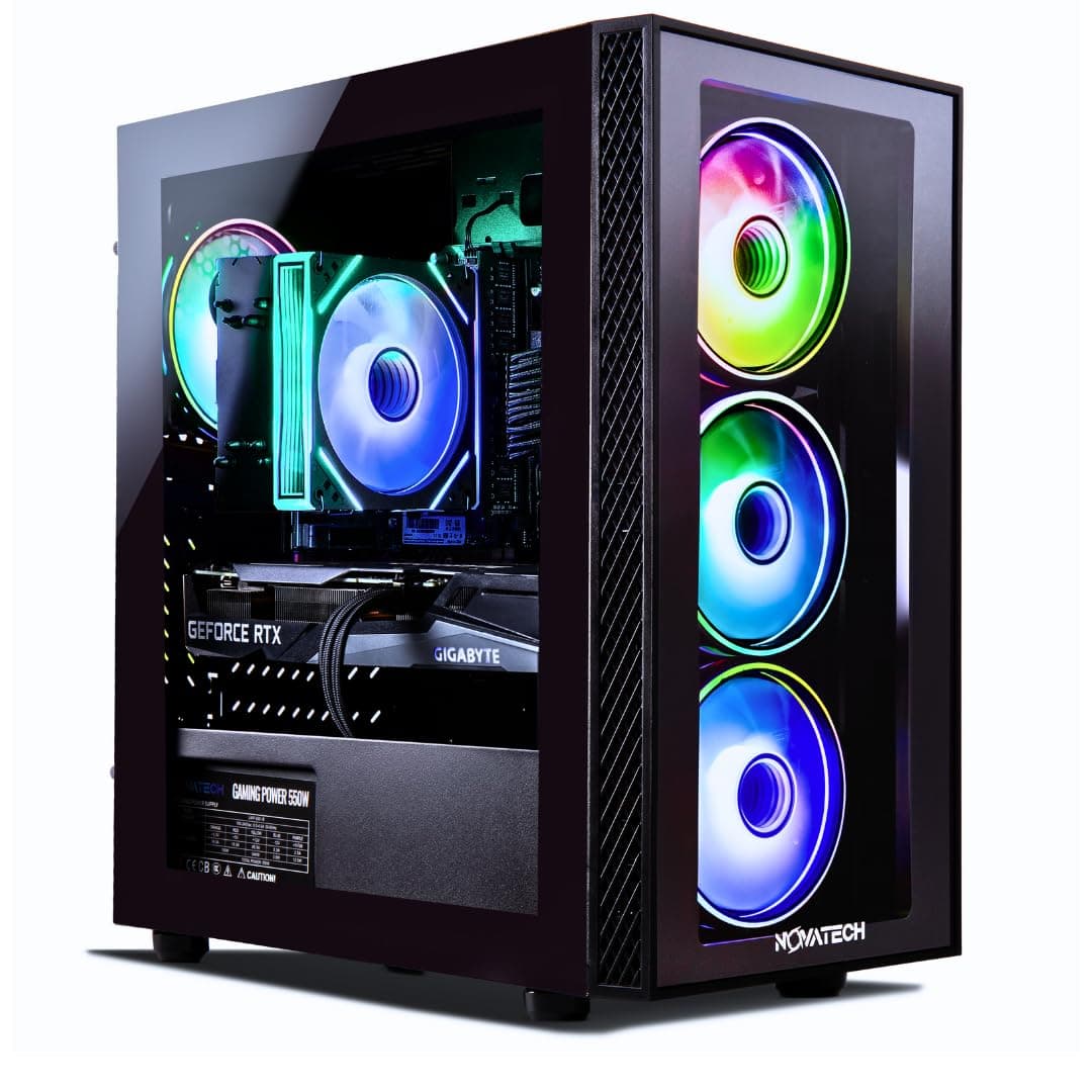 NOVATECH Phantom - PC de escritorio para juegos prearmado - RTX 3050 - Intel i7 Xeon 3.5GHz - 16GB RAM - SSD M.2 512GB WiFi/BT, Windows 11 Pro - Torre para gaming, PC preensamblada - 1 año de garantía NTP-2060S