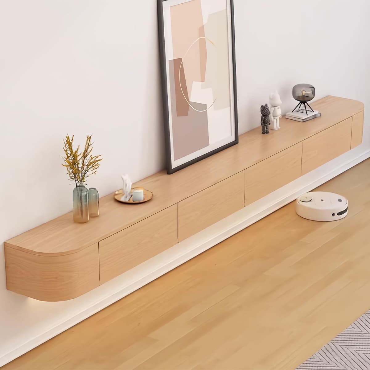 Kferfft Mueble para TV flotante montado en pared DIANSHIGUI-Y - Mueble multimedia moderno con almacenamiento oculto