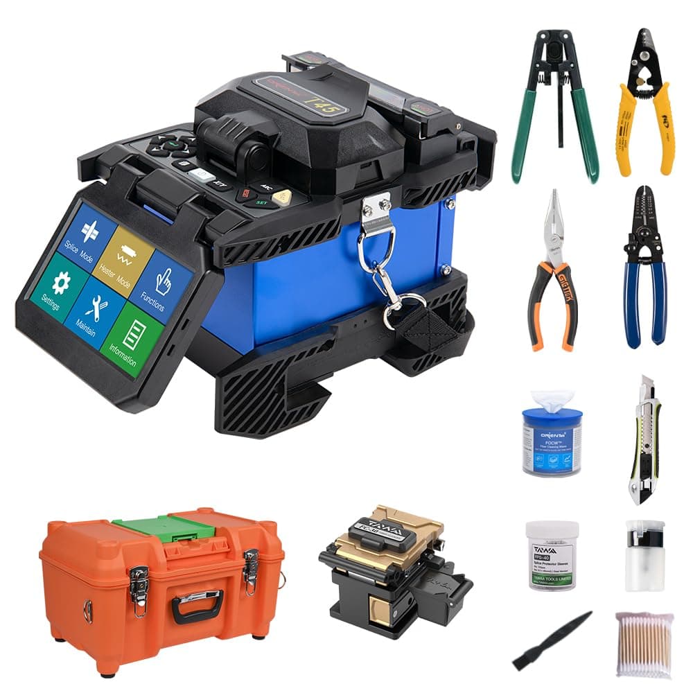 ORIENTEK T45 Fusion Splicer con alineación por núcleo y cleaver FC-30, pantalla 4.3" T45-R-FBA
