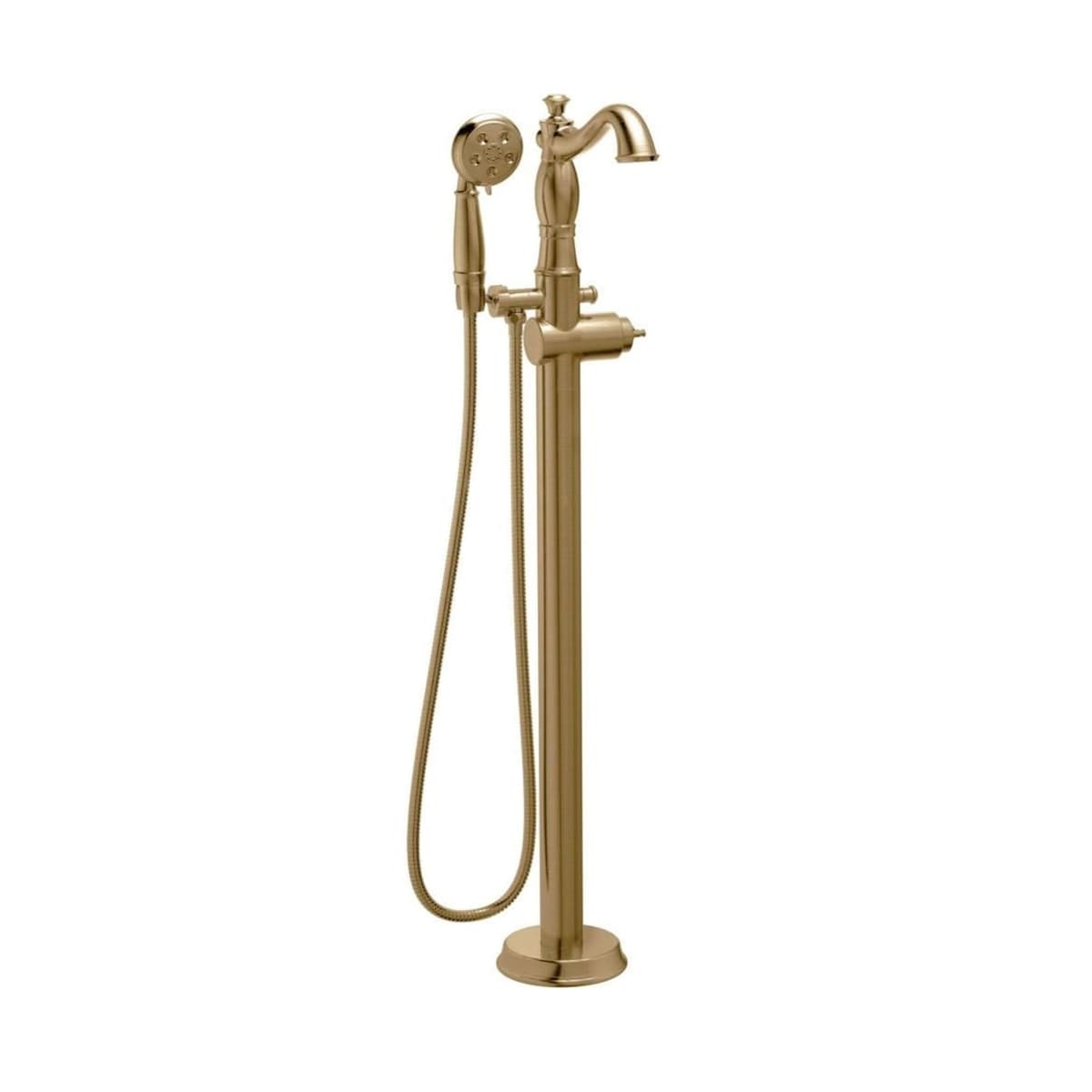 Delta Cassidy - Grifo de piso para bañera con ducha de mano, Brushed Gold (válvula y manija no incluidas) T4797-CZFL-LHP
