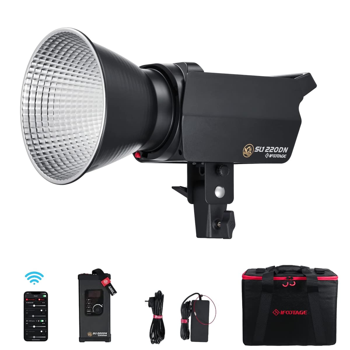 IFOOTAGE LED Video Light 220DN - Luz COB 220W 5600K, CRI98, Control por APP, Baja Luz Azul IFT-220DN