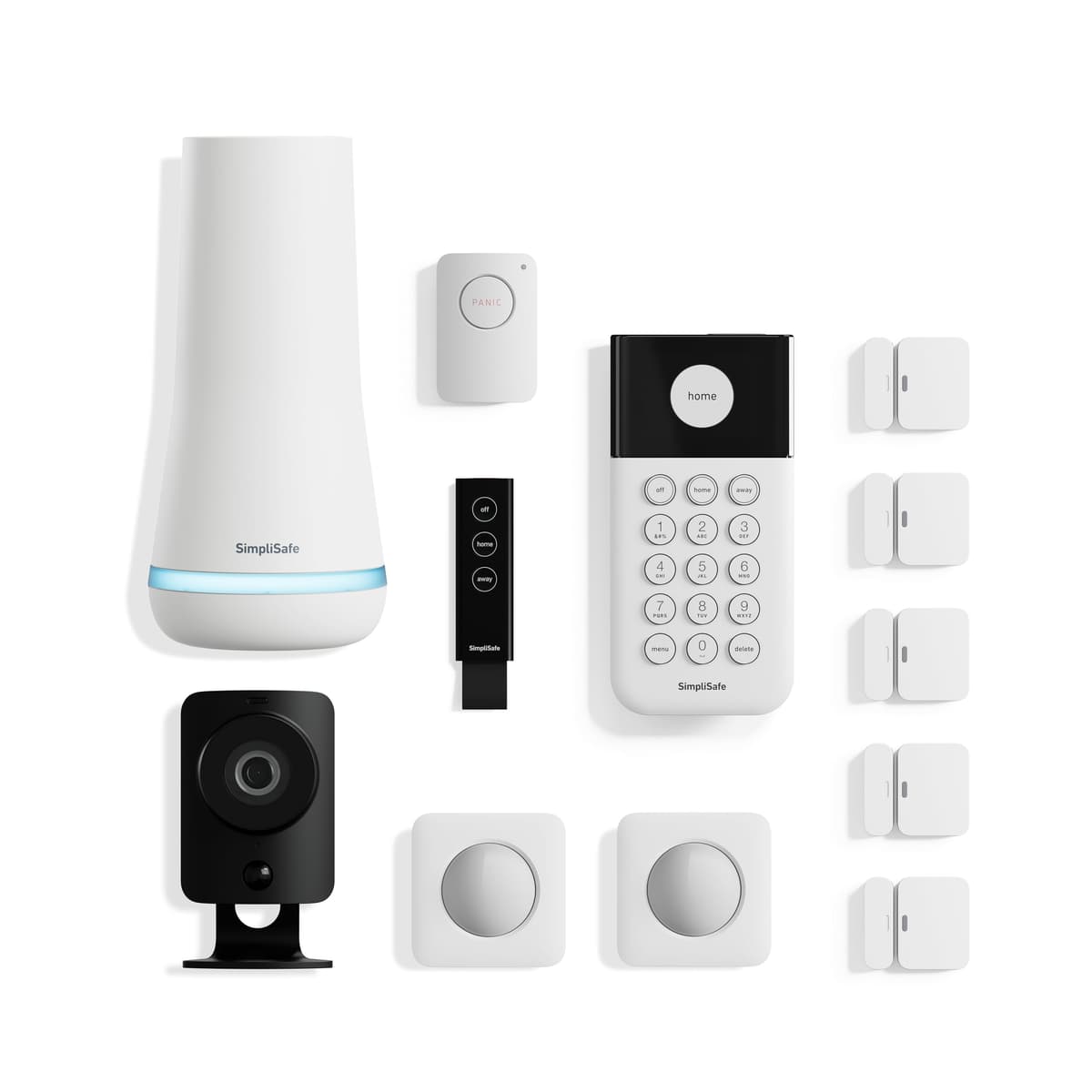 Sistema de seguridad inalámbrico SimpliSafe de 12 piezas con cámara HD - Monitoreo profesional 24/7 opcional - Sin contrato - Compatible con Alexa y Google Assistant, blanco 815017029728