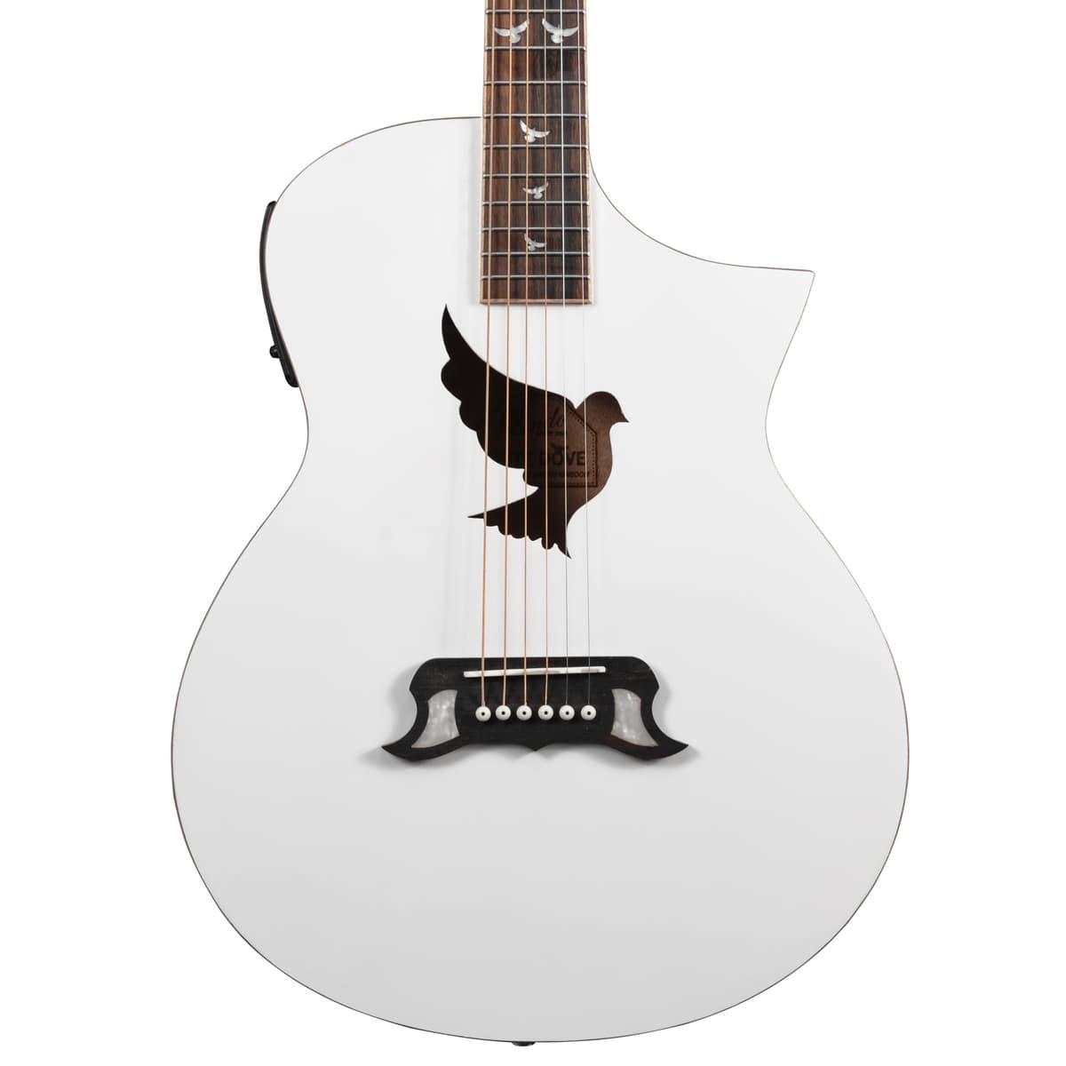 Lindo White Dove V3 Electro Acoustic Guitar Gloss Finish con Luminlay y Binding Roasted Maple LINDO_WDV3