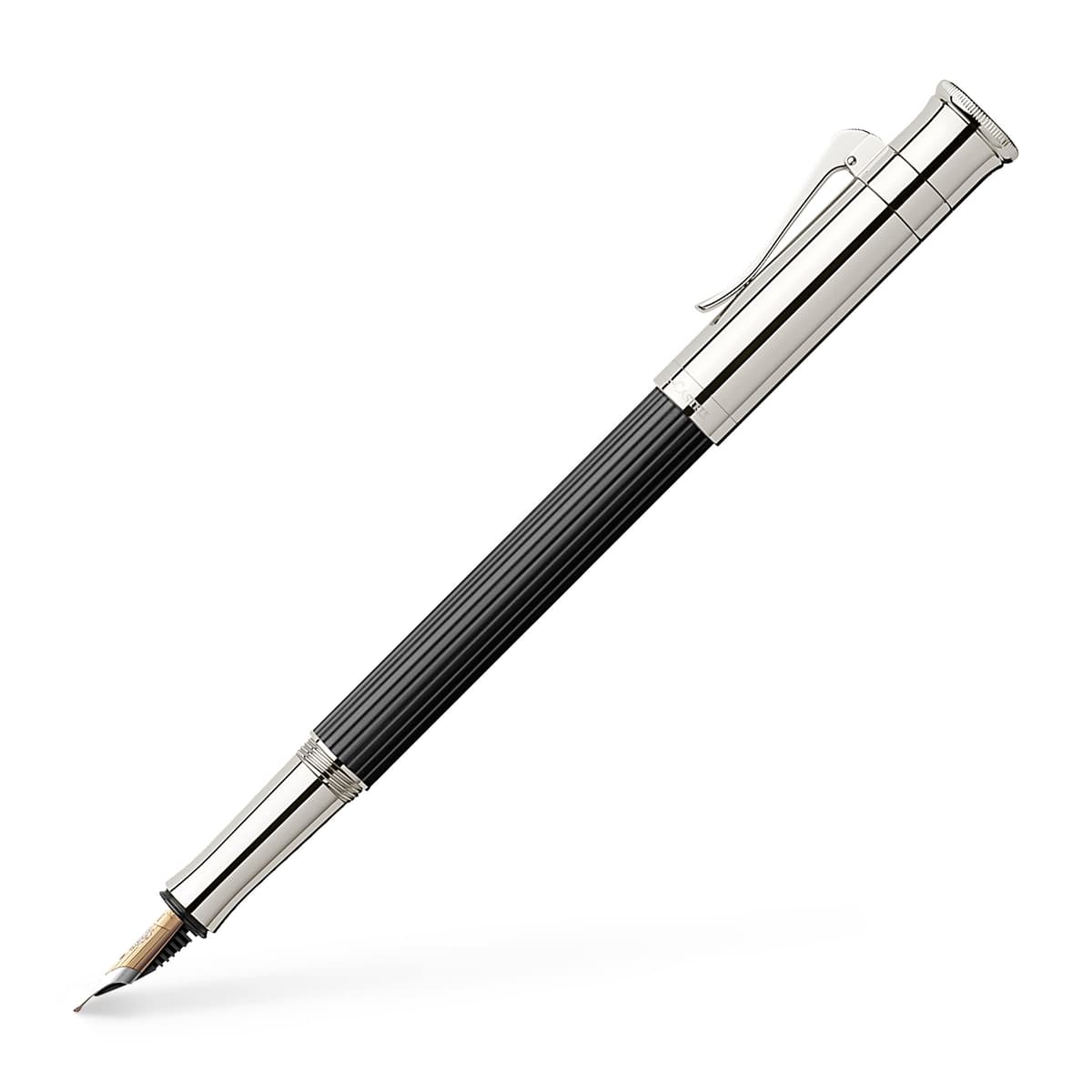 Graf von Faber-Castell Faber Castell 145551 Pluma estilográfica, punta F fina, Colección Clásica, recubrimiento Ebony Platinum, importación genuina