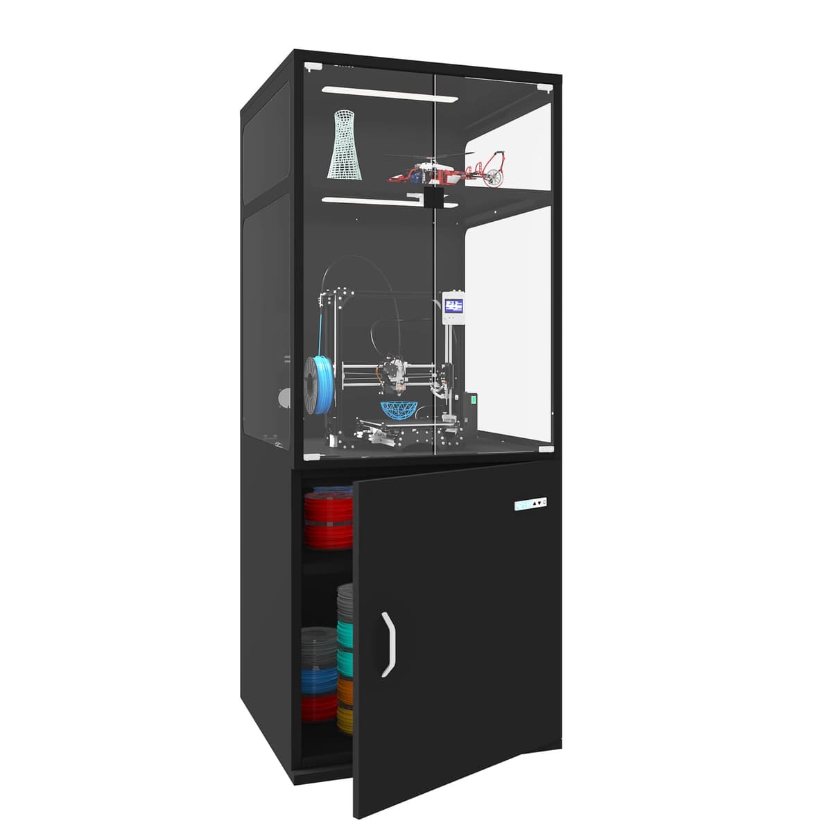 RJOKMT 400L Gabinete para impresora 3D con control de humedad, deshumidificador y ventilación (400LBlack) 3DPC-01