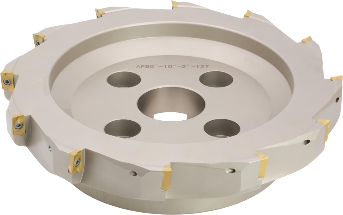 CME Tools Fresa de cara indexable 10" 90° con 12 insertos APKT1604 y orificio de árbol 2"