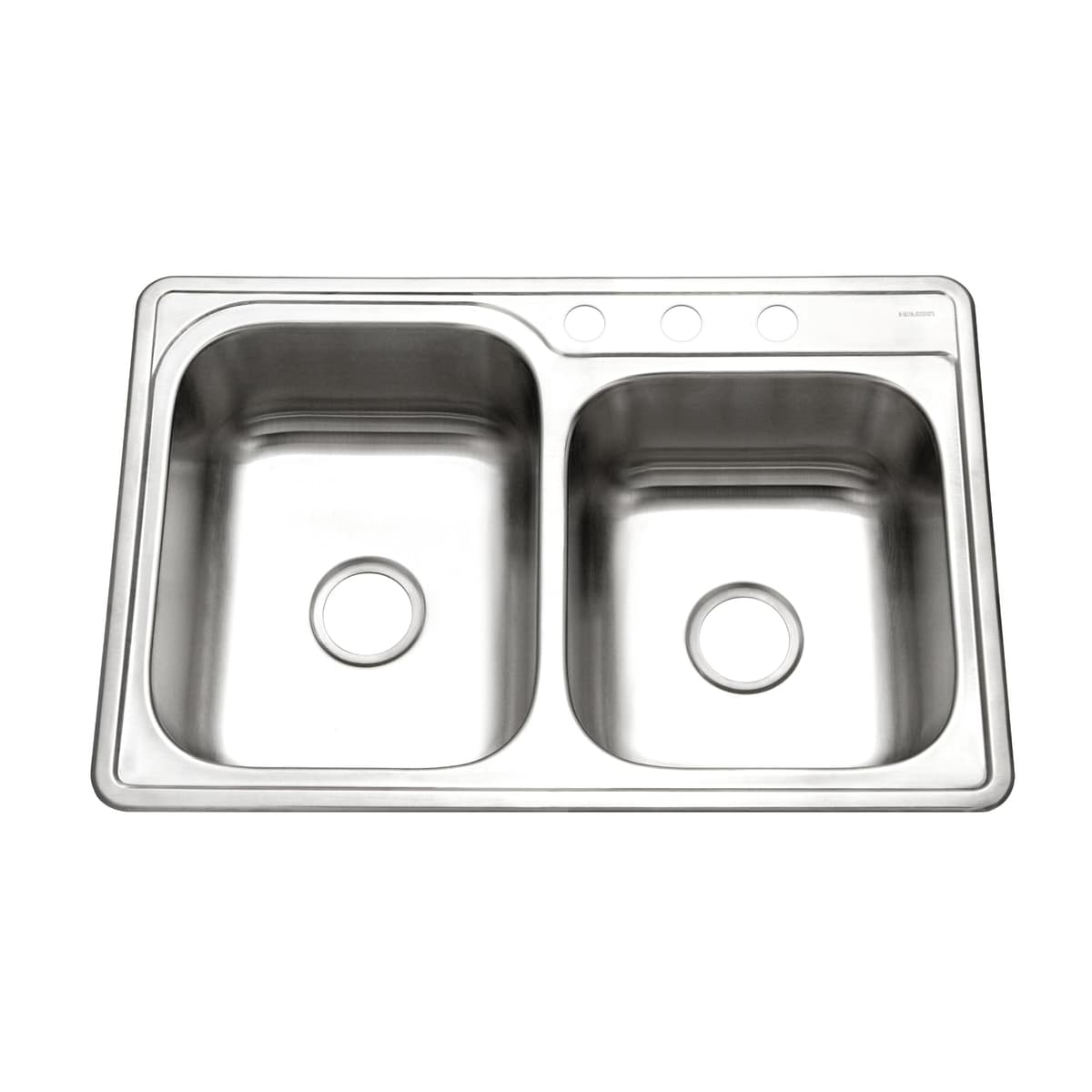 Houzer Glowtone Fregadero de Acero Inoxidable 33" Drop-In Topmount Doble 60/40 3-Hole - ISL-3322BS3-20