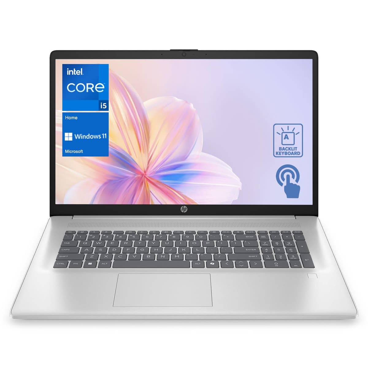 HP 17t Laptop, Pantalla táctil HD+ de 17.3", Intel Core i5-1334U, 32GB RAM, SSD de 1TB, Lector de huellas, Cámara web, HDMI, Teclado retroiluminado, Wi-Fi 6, Windows 11 Home, Plateado Notebook