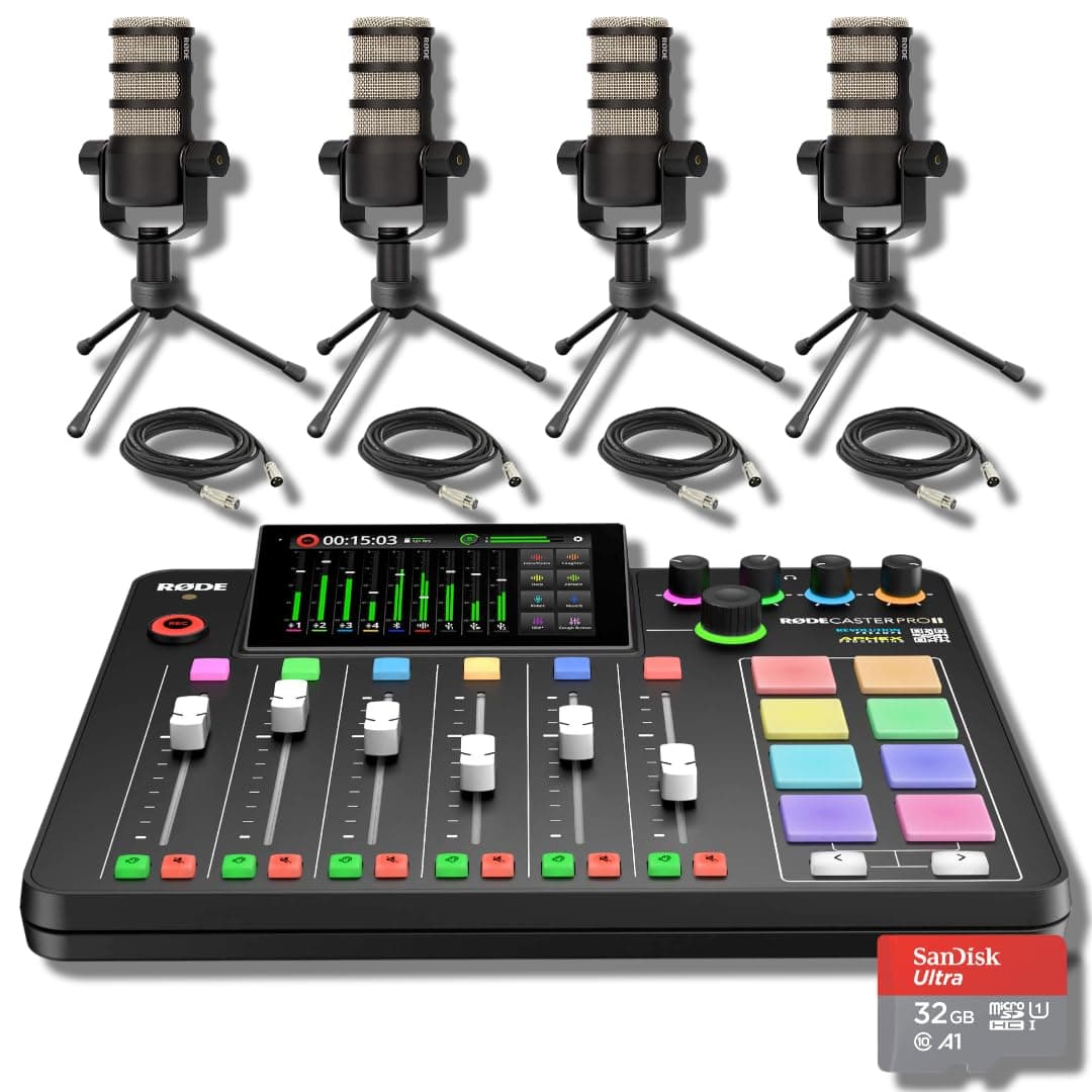 StreamEye Rode RODECaster Pro 2 Bundle para cuatro personas - Consola + PodMic + accesorios Four-Person Bundle
