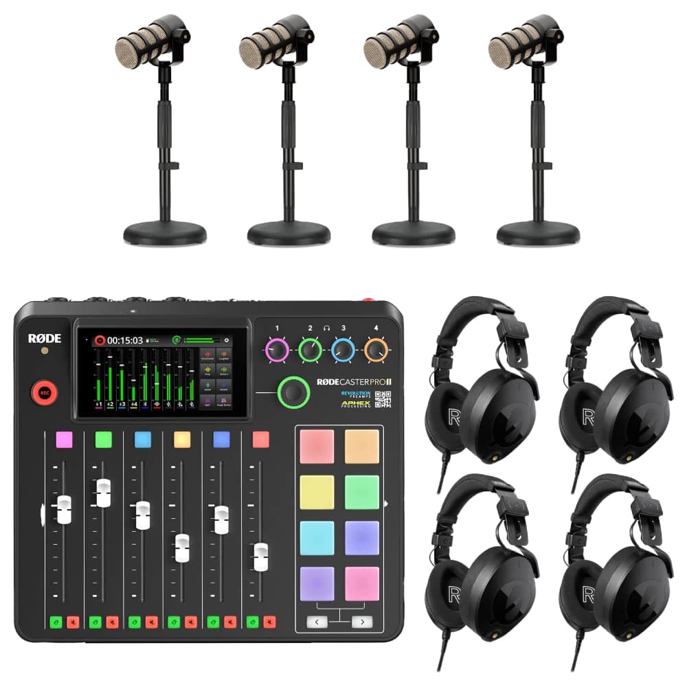 StreamEye Rode RODECaster Pro II - Consola de producción con 4 PodMic, 4 NTH-100 y 4 DS1 RCPII | PodMic | DS1 | NTH100 x4