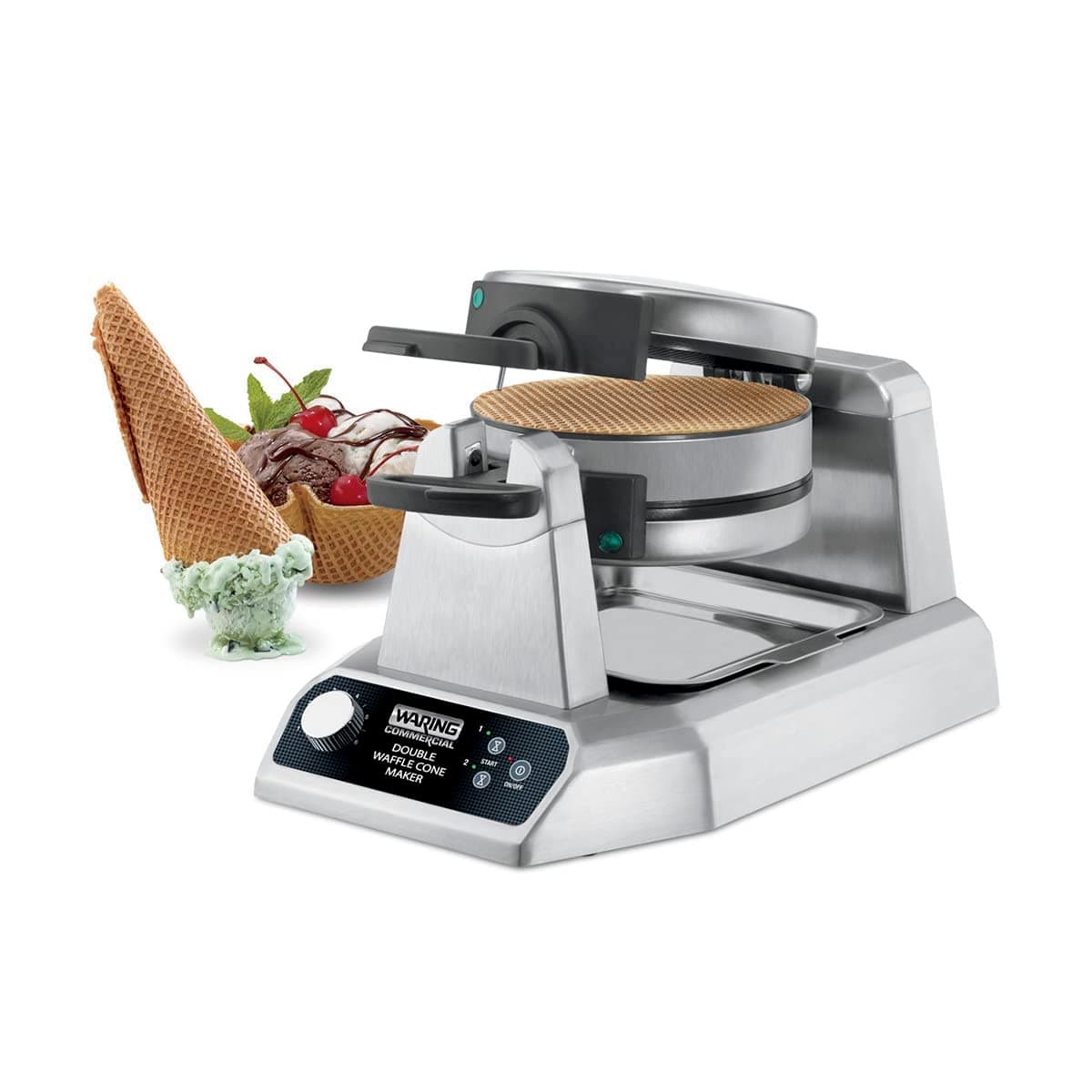 Waring Comercial Máquina Profesional Doble Vertical para Conos Waffle 120V, 1400 W WWCM200