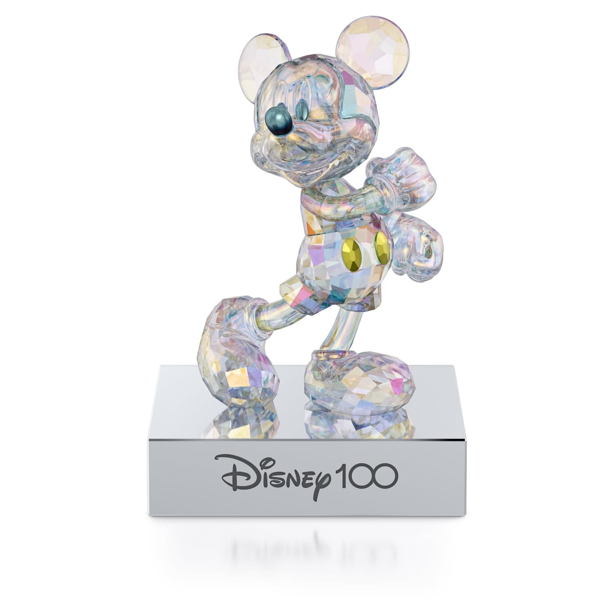 Figurita Swarovski Disney100 Mickey Mouse con efecto Aurora Borealis y base de metal cromado 5658442