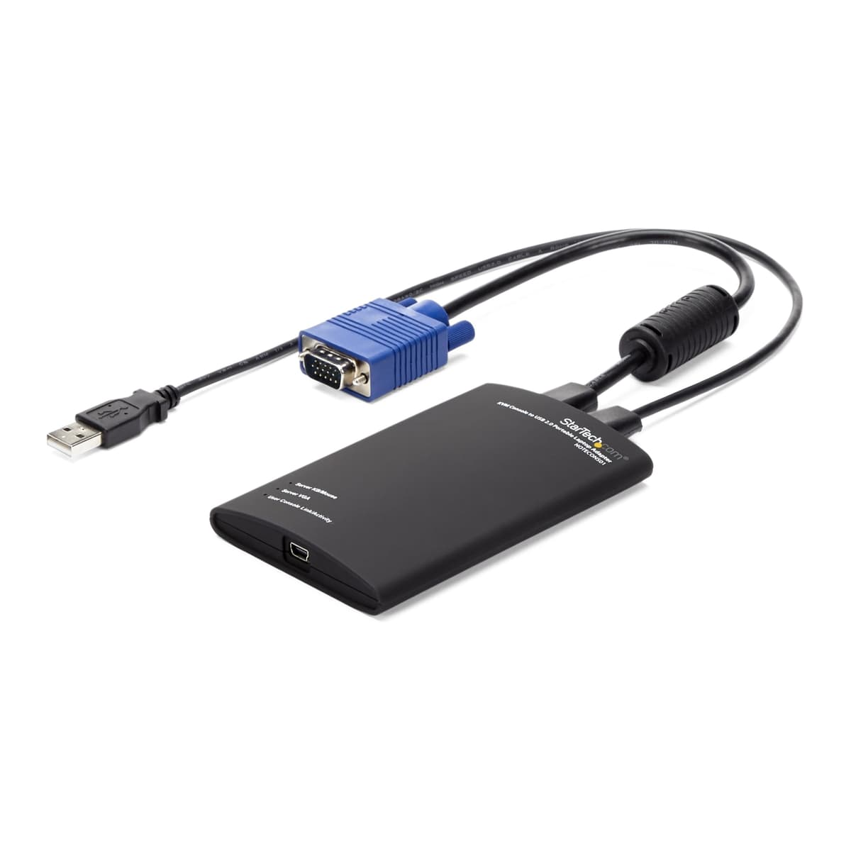 Adaptador portátil StarTech.com para carrito de rescate de laptops para gestión de servidores, consola KVM USB/VGA, Windows/Linux/MacOS - TAA NOTECONS01