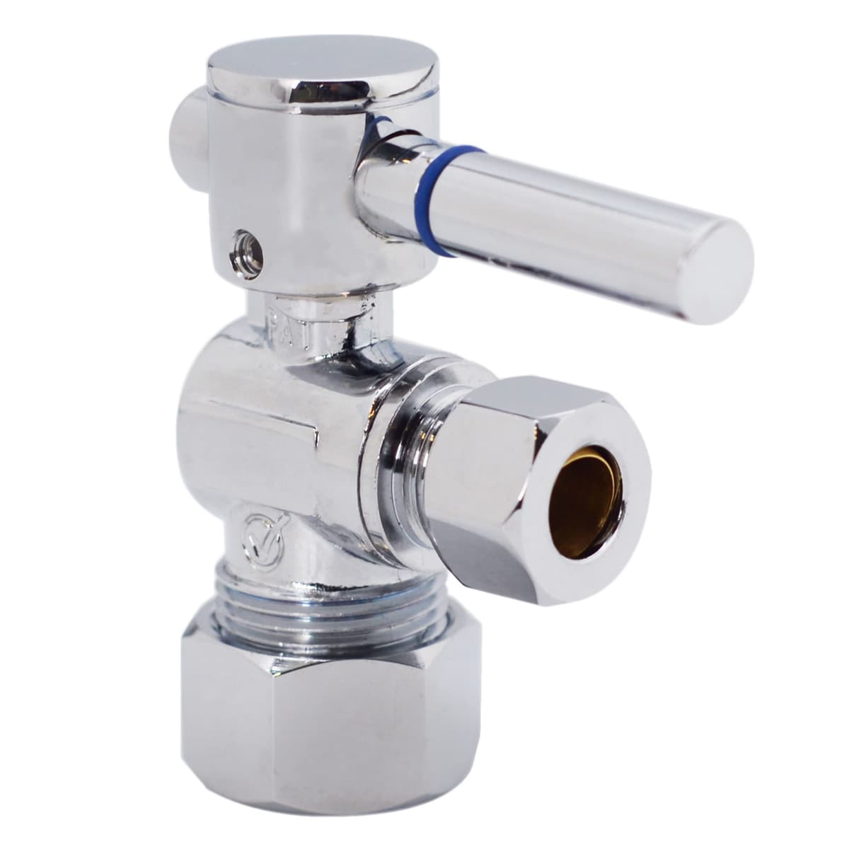 Westbrass D105BL-100-26 Válvula angular de cierre con manija palanca 1/4 giro, 5/8" OD x 3/8" OD, Cromo pulido (paquete de 100)
