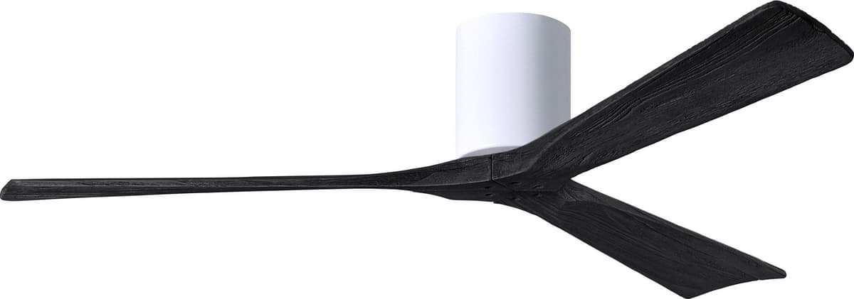 Matthews IR3H-WH-BK-60 Irene ventilador de techo empotrado 60" con control remoto y de pared, motor DC silencioso, 3 aspas de madera negra, blanco brillante