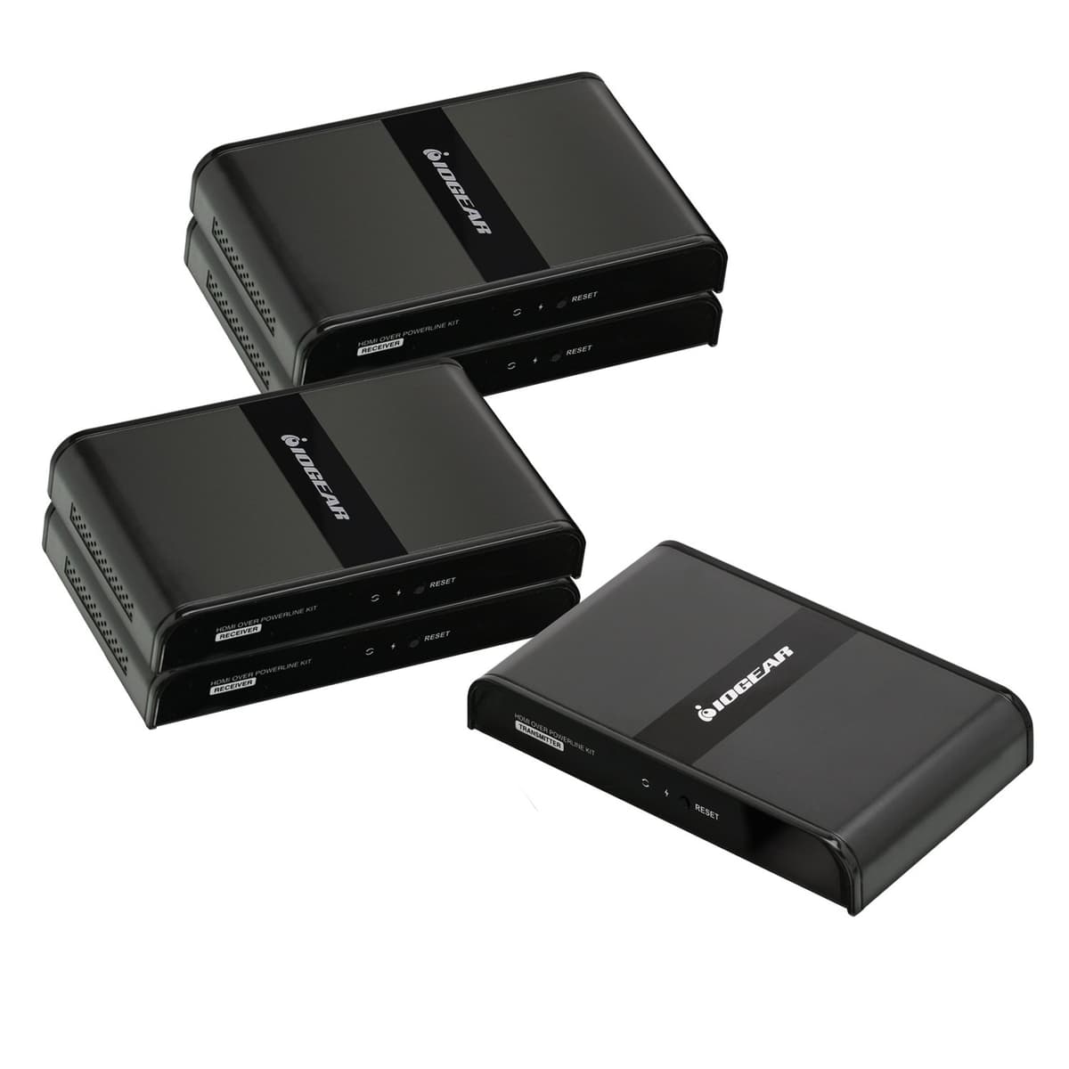 IOGEAR HDMI Over Powerline PRO Kit con 3 receptores adicionales (GPLHDPROK4)