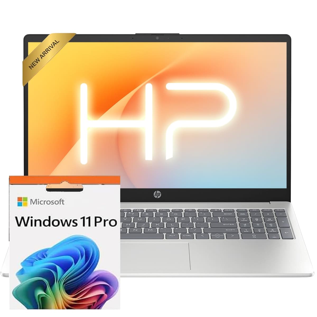 HP Laptop de 15.6 pulgadas, Edición 2025/2026, Intel N100 de alto rendimiento de 4 núcleos, 16 GB RAM, 512 GB SSD, Larga duración de batería, Diseño ultrasilencioso, Windows 11 Pro con Microsoft Office Pavilion