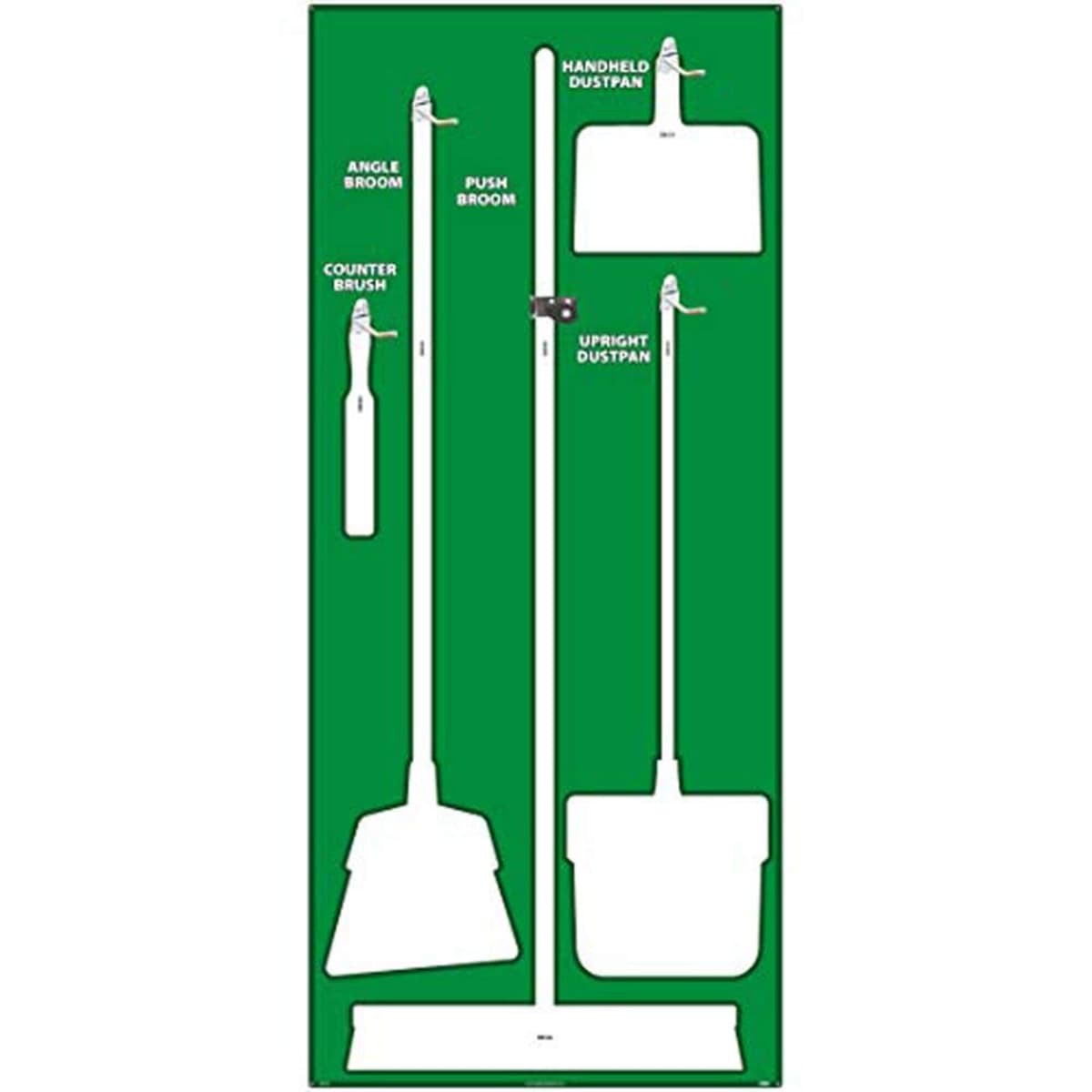 NMC SB104ACP 5S Shadow Board Janitorial, Verde/Blanco, 68"x30", Aluminum Composite Panel