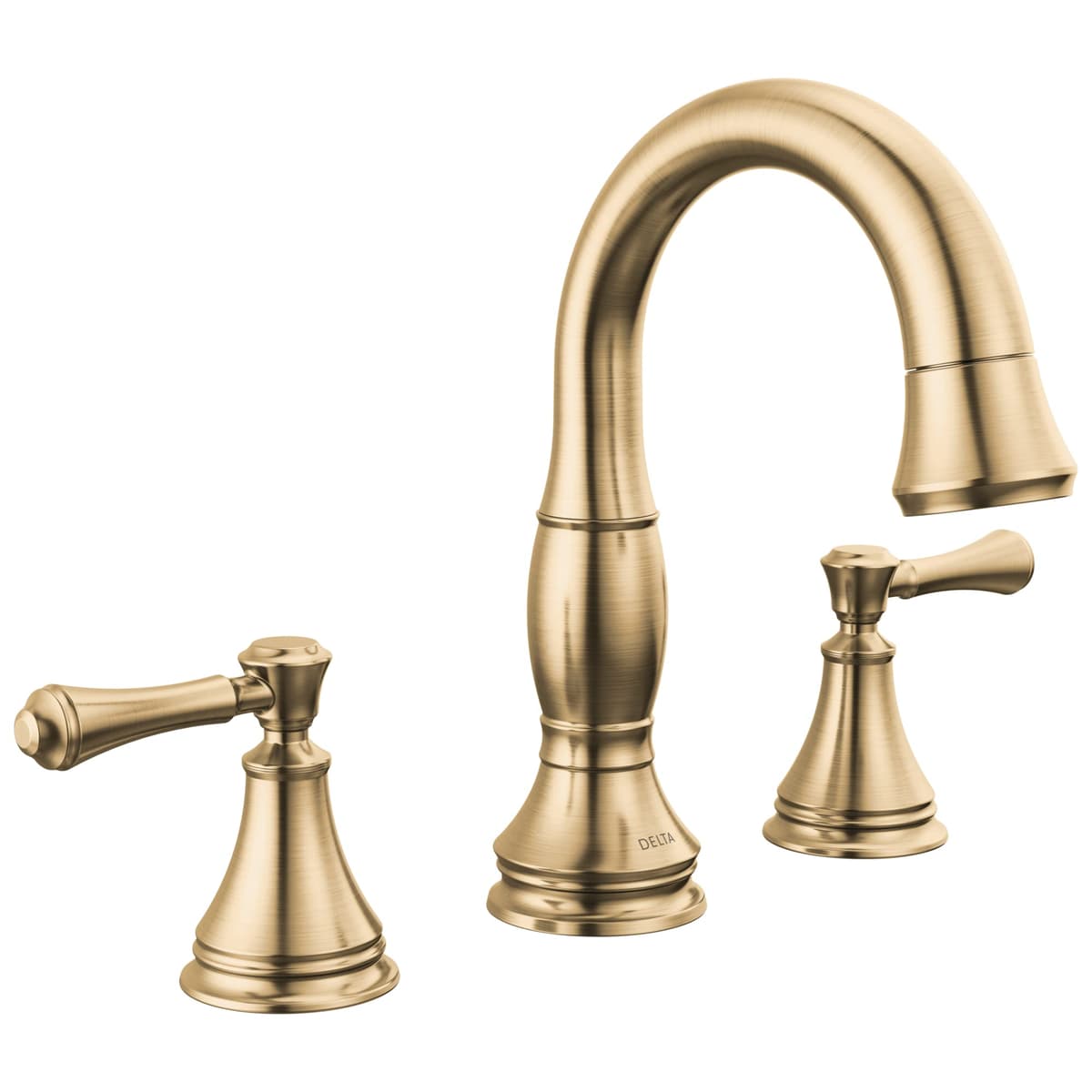 Delta Cassidy - Grifo de lavabo con rociador extraíble y acoplamiento magnético, Champagne Bronze, 3 agujeros, modelo 3597-CZPD-DST