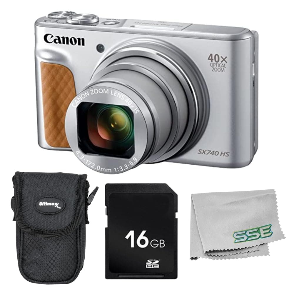 SSE Canon PowerShot SX740 HS - Cámara digital con bundle 4 piezas (Plata) CANSX740BLKK1