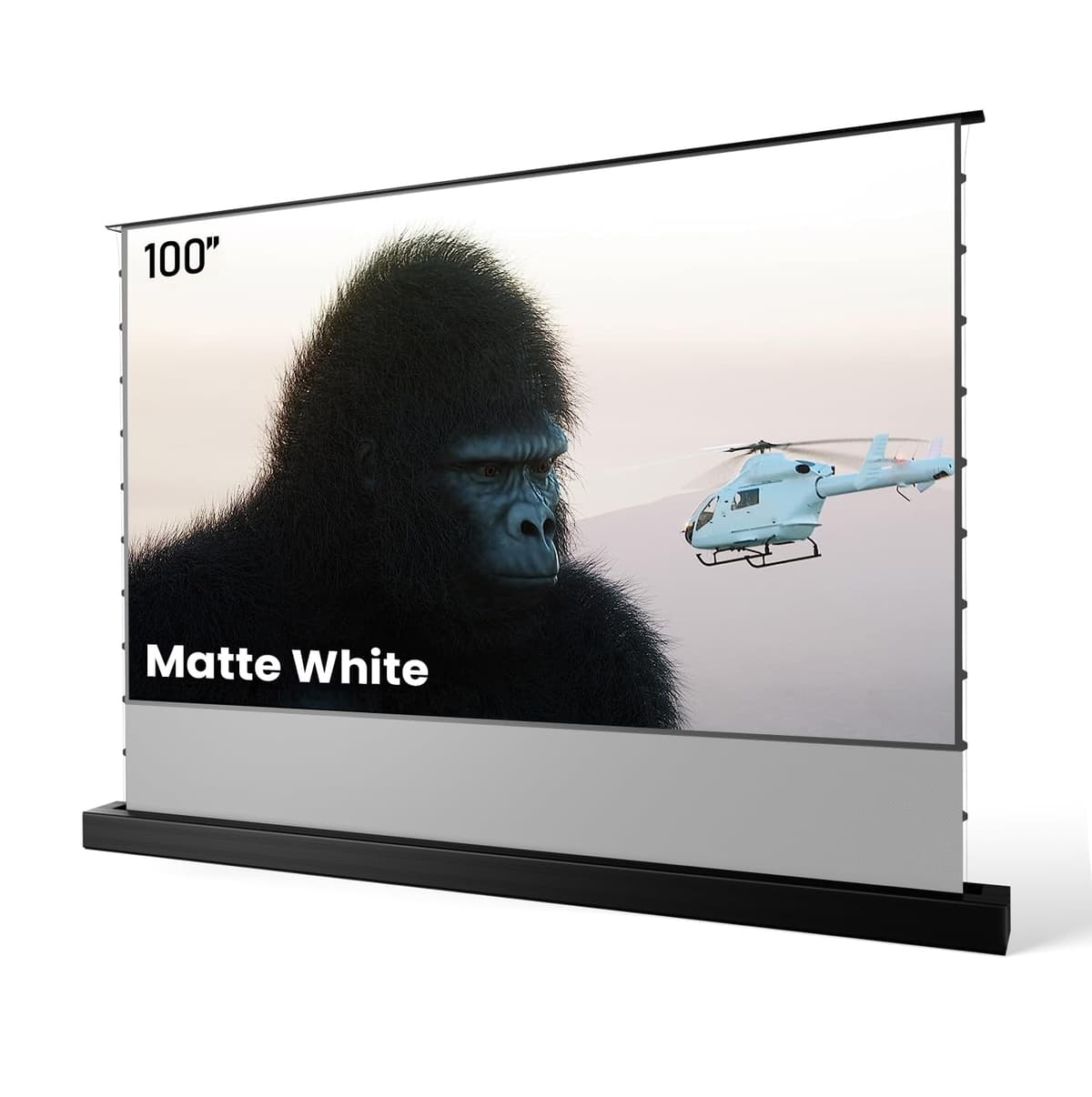 AWOL VISION Pantalla motorizada elevable 100" Matte White MW-F210 para proyectores L/T/UST, interior/exterior, 4K/8K