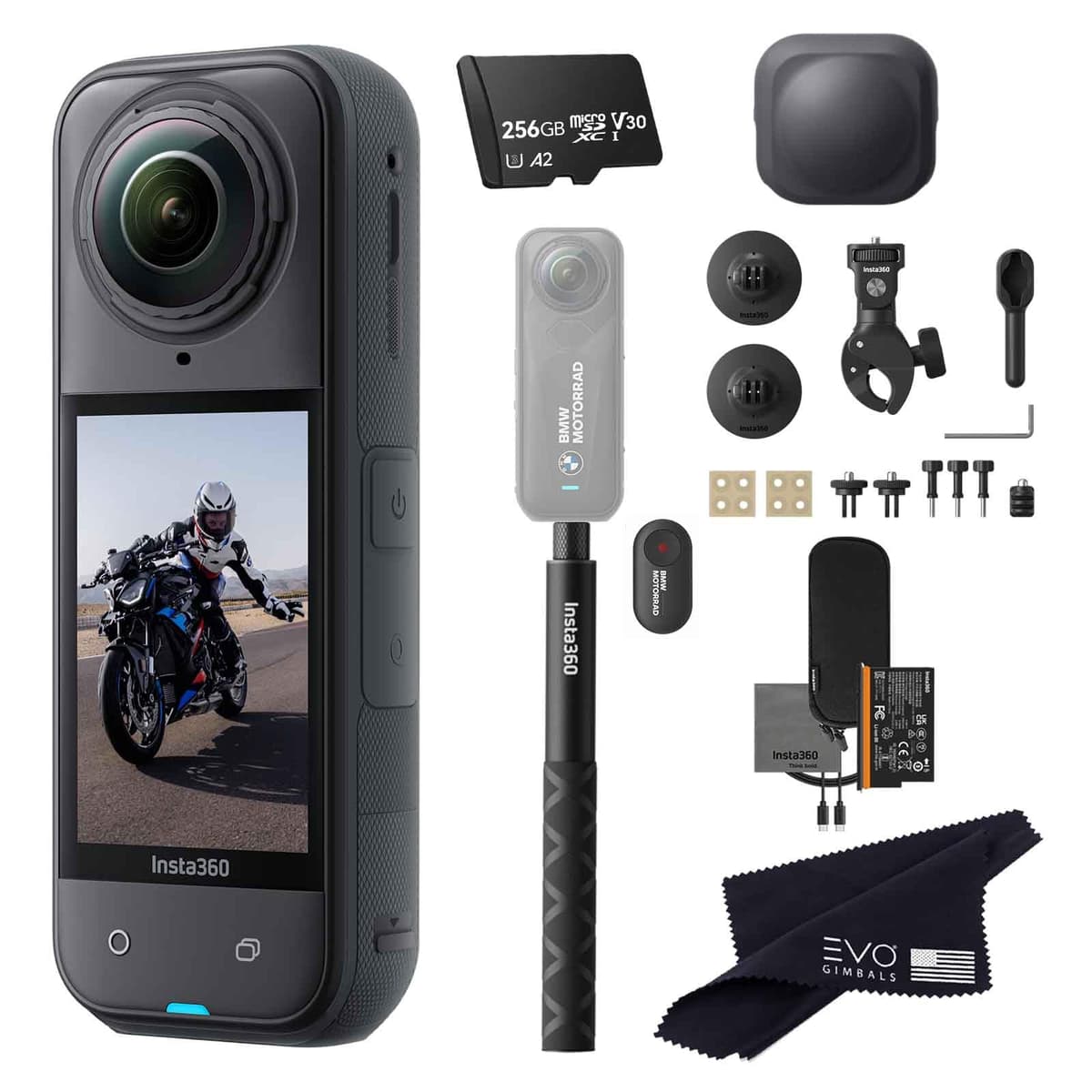 Insta360 X5 BMW Motorrad Limited Edition Motorcycle Bundle - Cámara 360 8K (256GB) X5_BMW-inMOTO-Action Selfie-LC-256GB